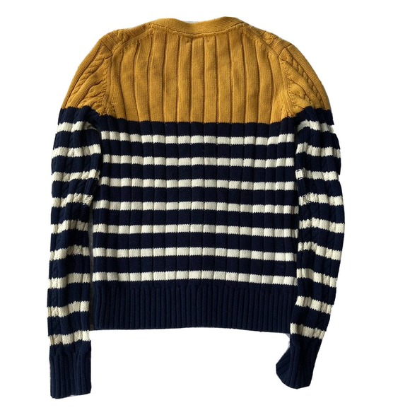 Tommy Hilfiger Sweater Sz S Button Up Thick Knit Cardigan Stripes Yellow Work - Picture 8 of 11